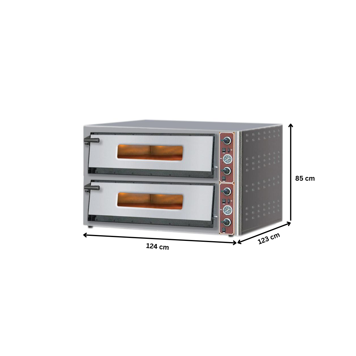 Cuptor profesional pentru pizza si patiserie, electric, inox, 2 vetre, cu samota, 124*123*85 cm - 4