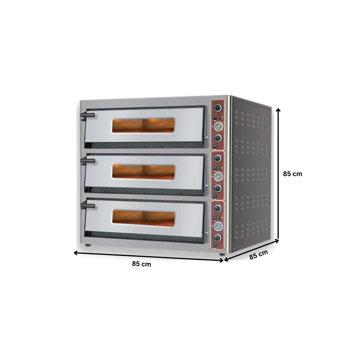 Cuptor profesional pentru pizza si patiserie, electric, inox, 3 vetre, cu samota, 124*123*110 cm - 4