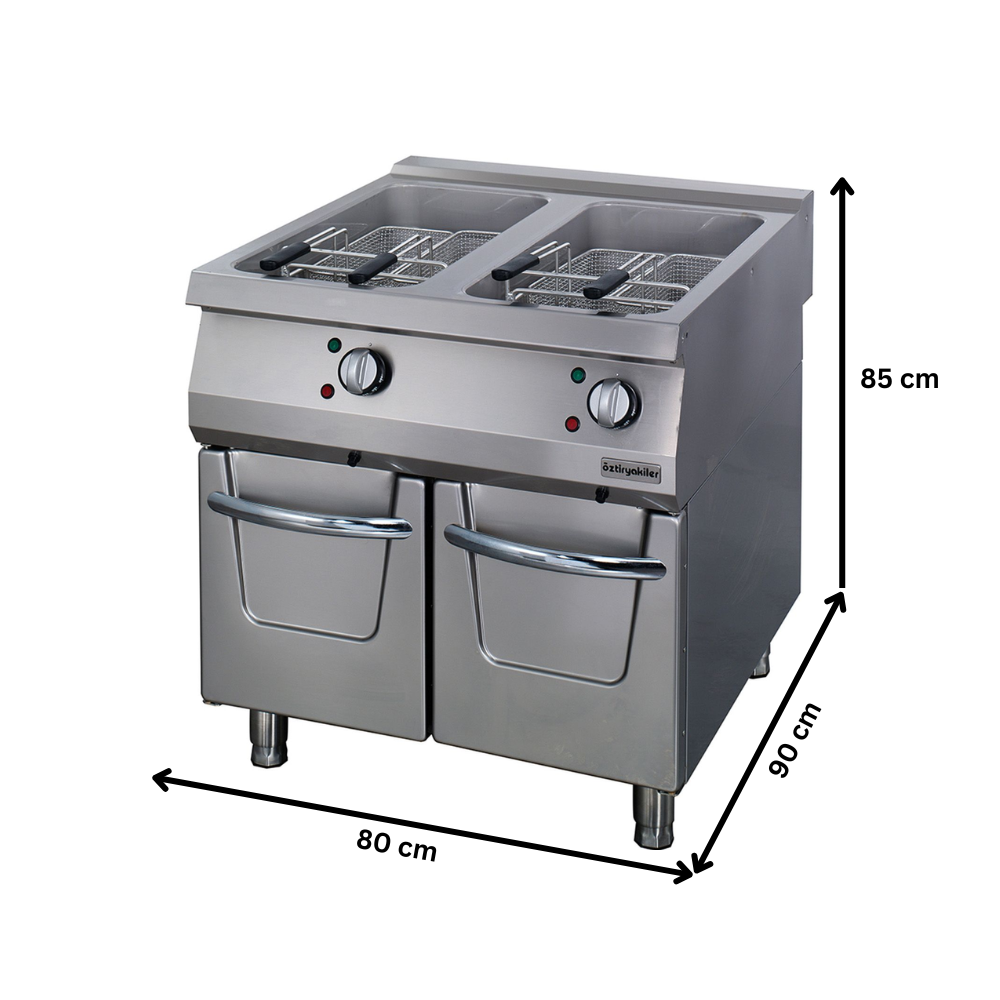 Friteuza electrica profesionala OZTI, inox, cu 2 cuve, 25+25 lt - 1