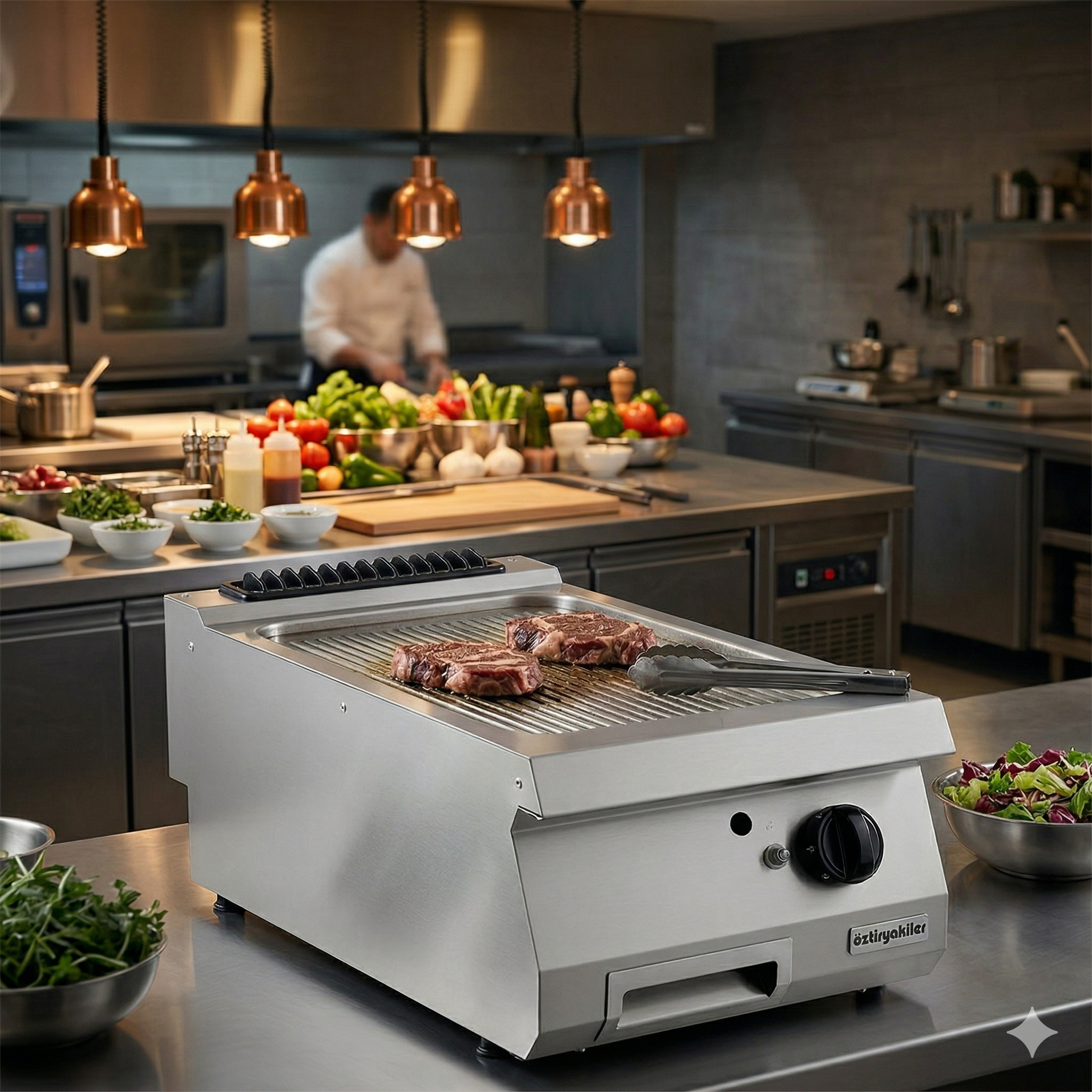 Grill pe gaz profesional OZTI, inox, cu suprafata striata, 40*90*28 cm - 2