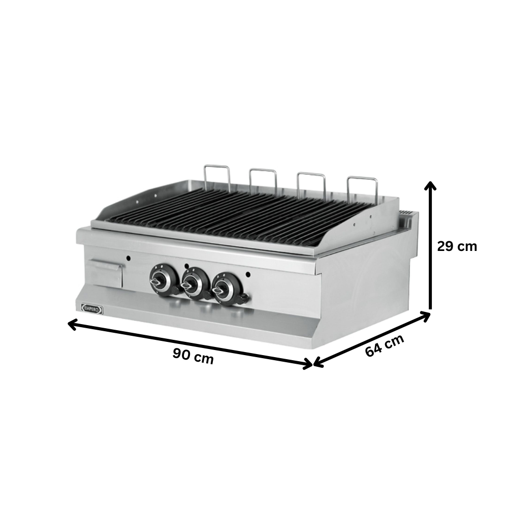 Grill pe gaz profesional, inox, cu roca vulcanica, 90*64*29 cm - 1