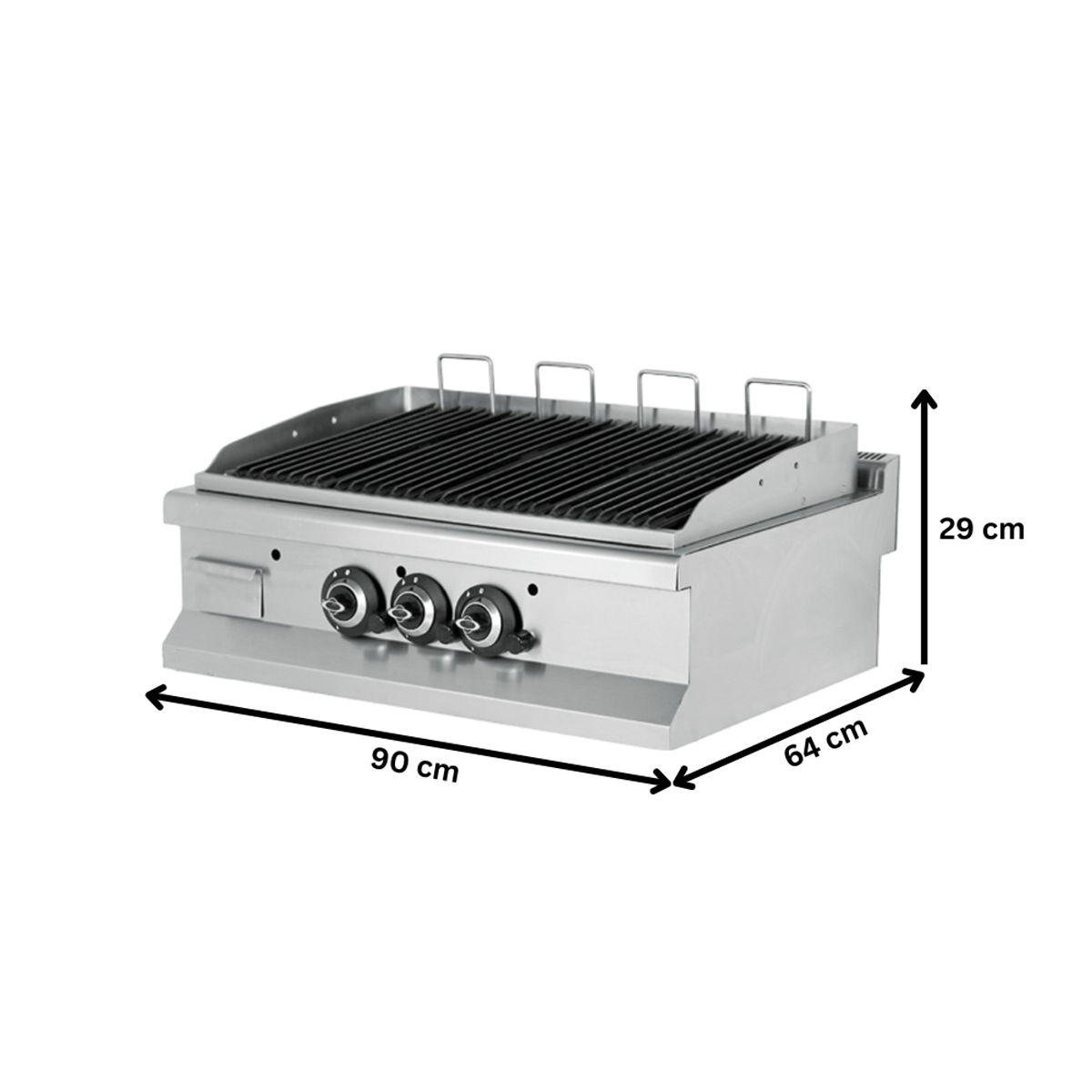 Grill pe gaz profesional, inox, cu roca vulcanica, 90*64*29 cm - 1