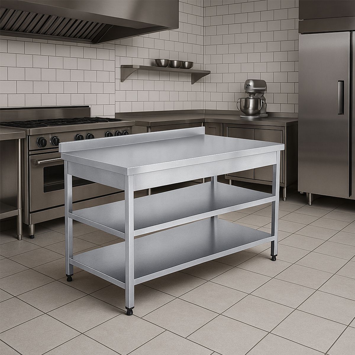 Masa de lucru inox cu polita intermediara si inferioara 100*70*85 - 5