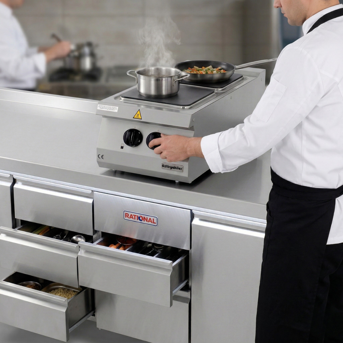 Masina de gatit electrica OZTI, inox, cu 2 plite, 40*90*28 cm - 4