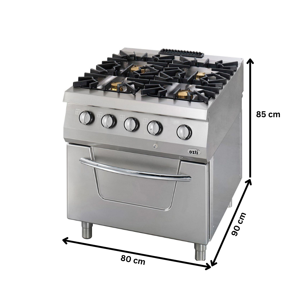 Masina de gatit pe gaz OZTI, inox, cu 4 arzatoare si cuptor, 80*90*85 cm - 2