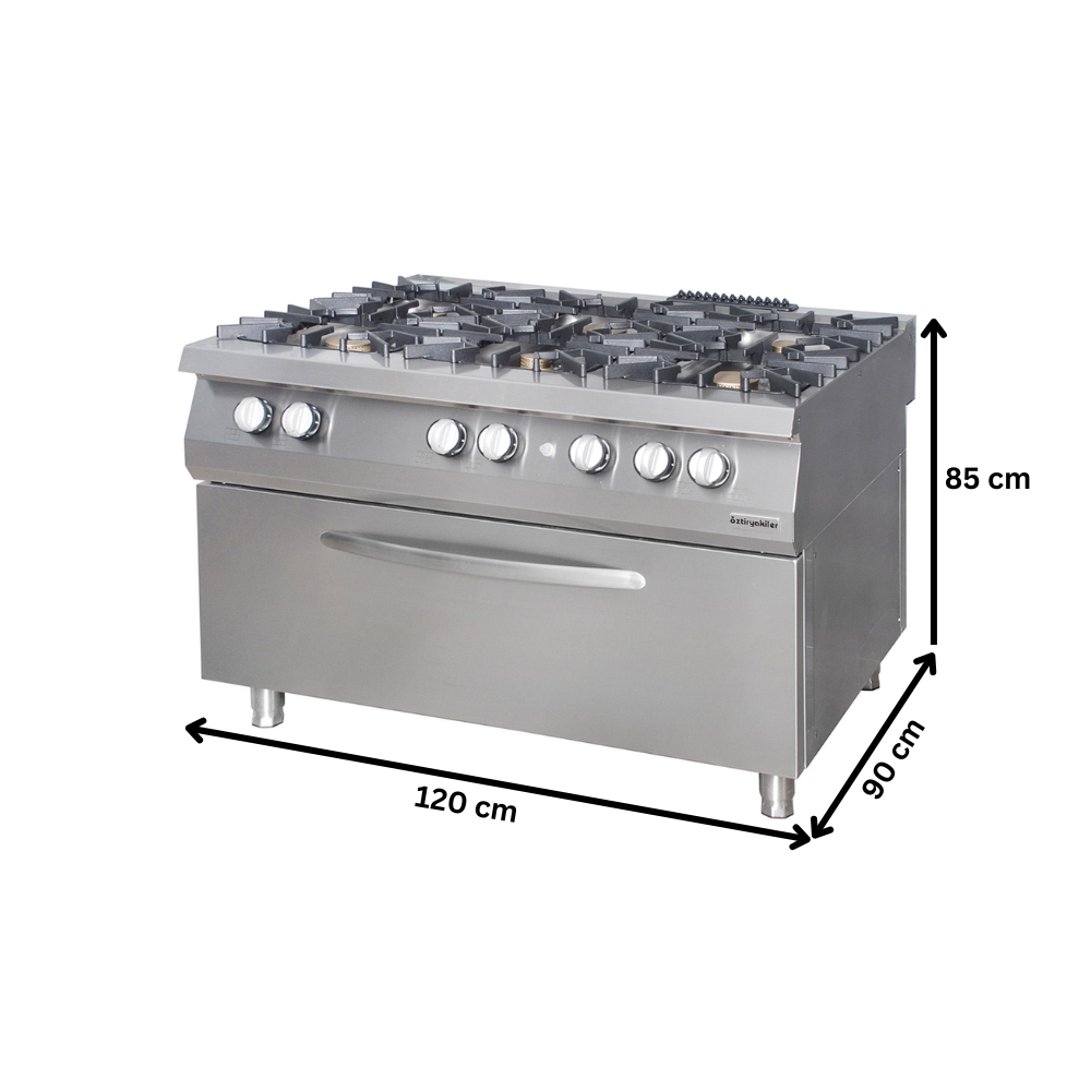 Masina de gatit pe gaz OZTI, inox, cu 6 arzatoare si cuptor mare, 120*90*85 cm - 2