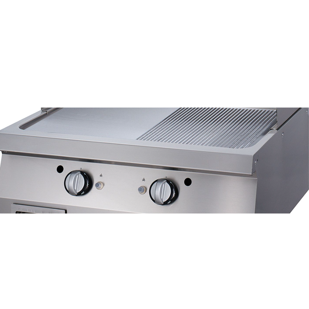 Grill pe gaz profesional OZTI, inox, cu suprafata neteda si striata, 80*70*28 cm - 1
