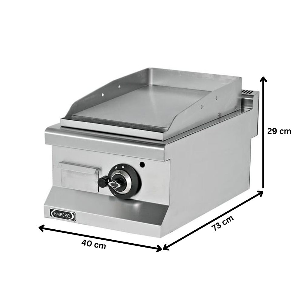 Grill pe gaz profesional, inox, cu suprafata neteda, 40*73*29 cm - 2