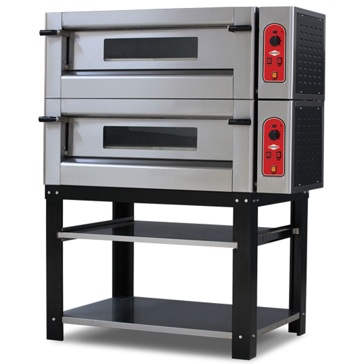 Cuptor profesional pentru pizza, pe gaz, 2 vetre, cu samota, 4+4 pizza 30 cm - 0