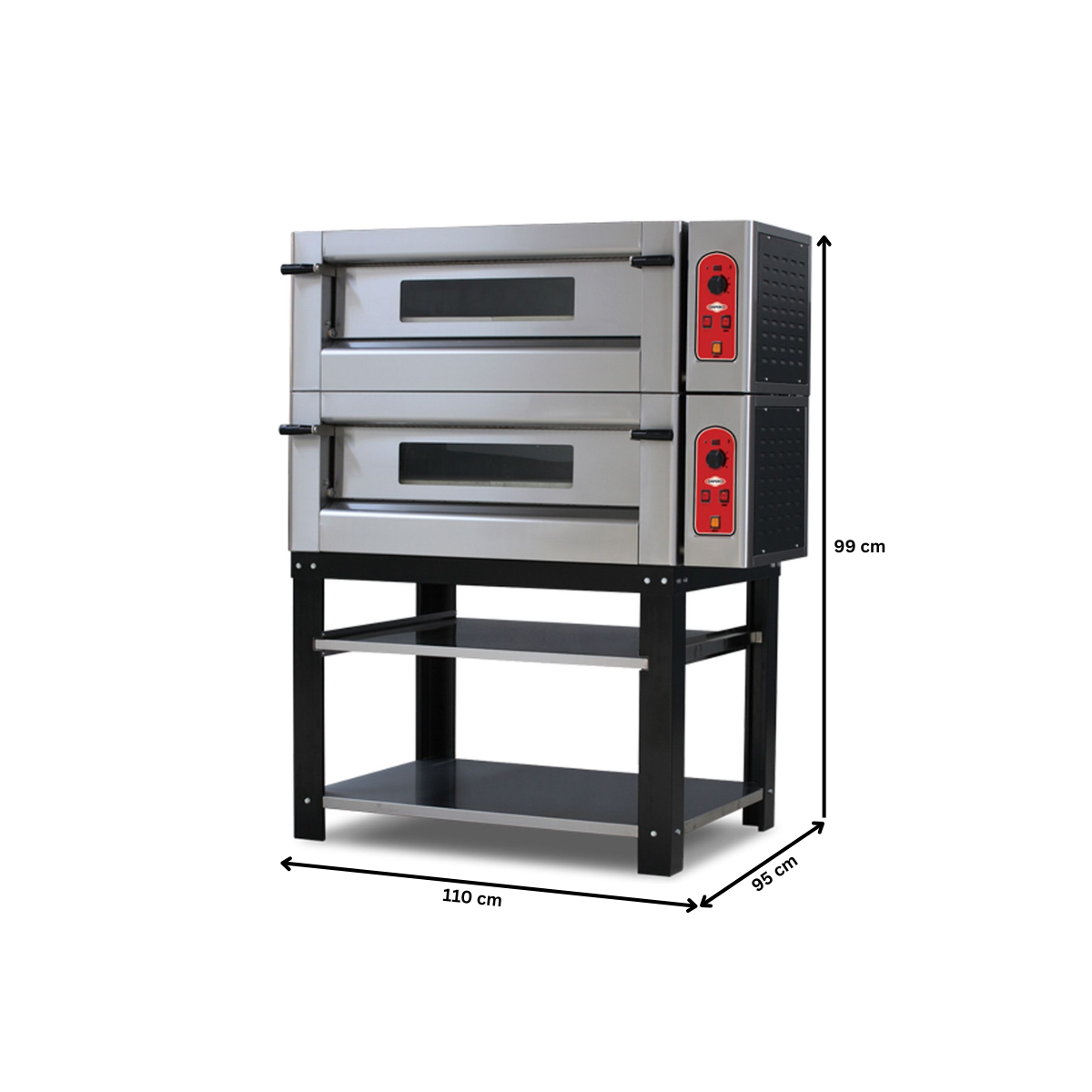 Cuptor profesional pentru pizza, pe gaz, 2 vetre, cu samota, 4+4 pizza 30 cm - 2