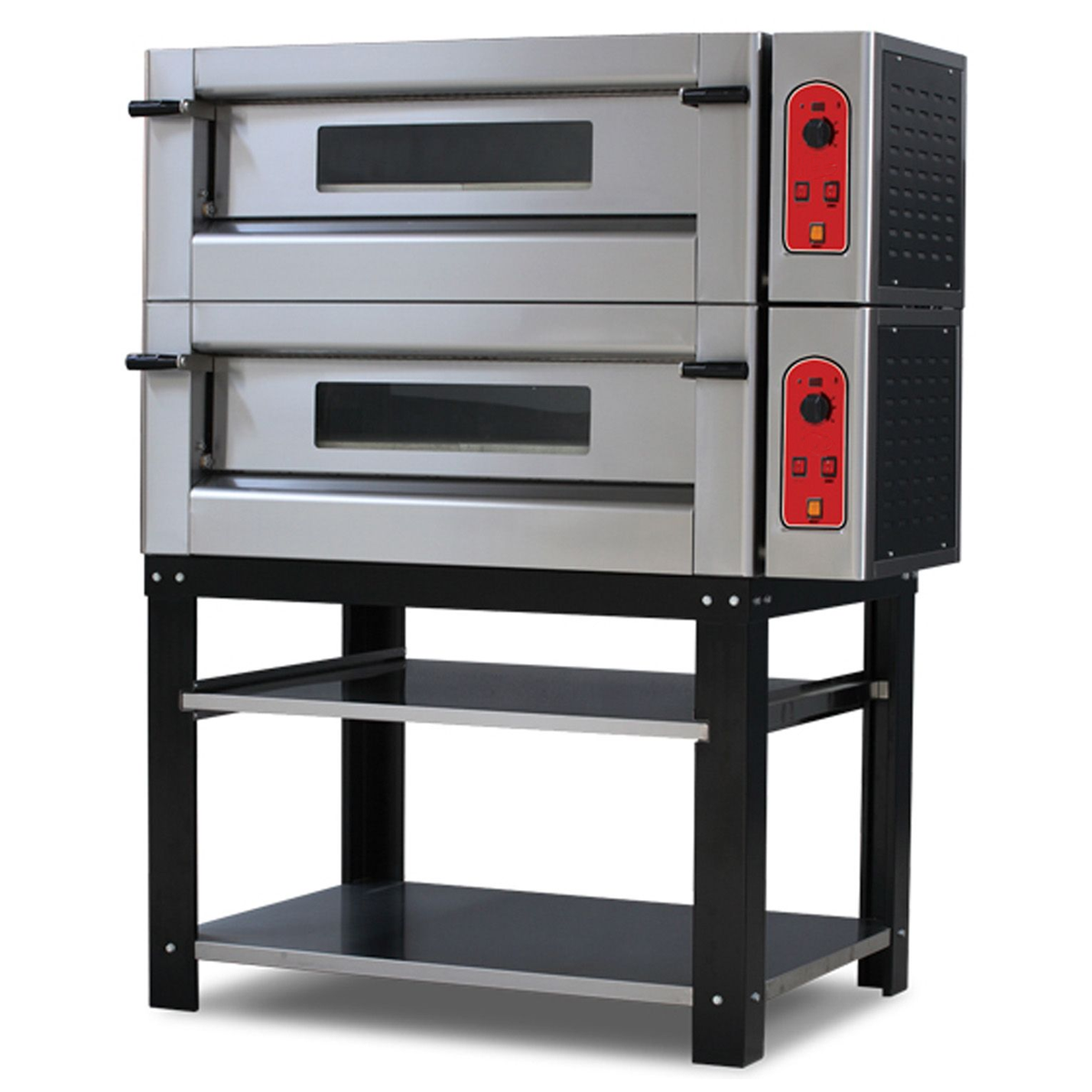 Cuptor profesional pizza pe gaz, 2 vetre,  6+6 pizza diametru 30 cm, suprafata de coacere din samota - 2