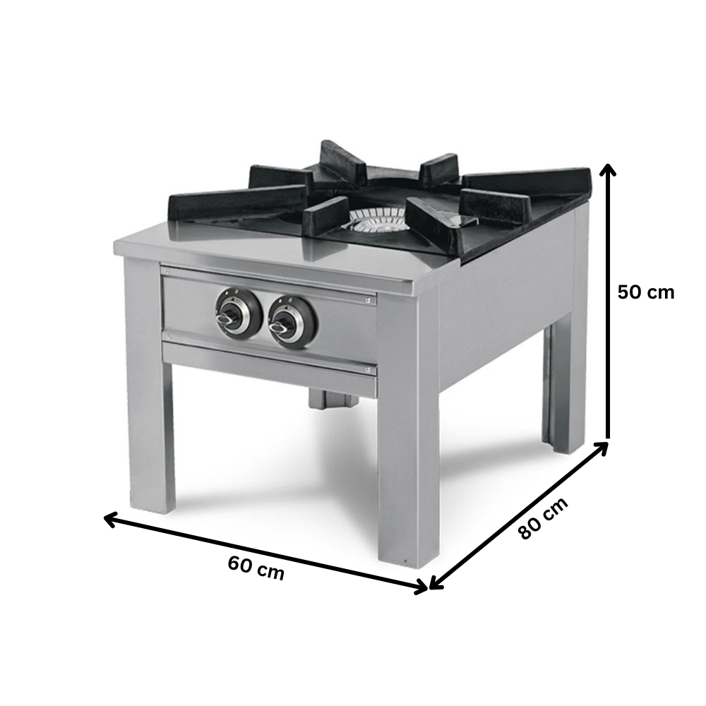 Aragaz de podea profesional, inox, 1 arzator central, 27,24 kW, 60*80*50 cm - 1