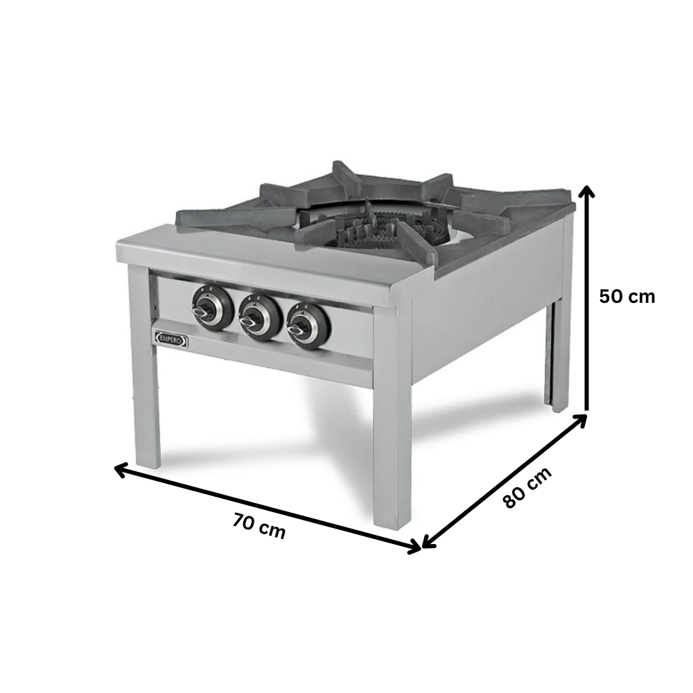 Aragaz de podea profesional, inox, 1 arzator, 32 kW, 70*80*50 cm - 1