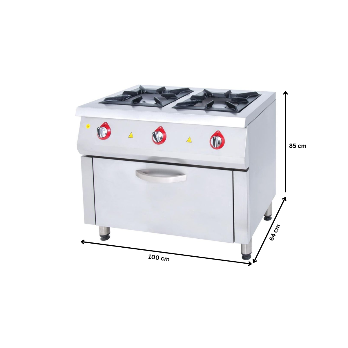 Masina de gatit pe gaz, inox, cu 2 arzatoare si cuptor, 100*64*85 cm - 2