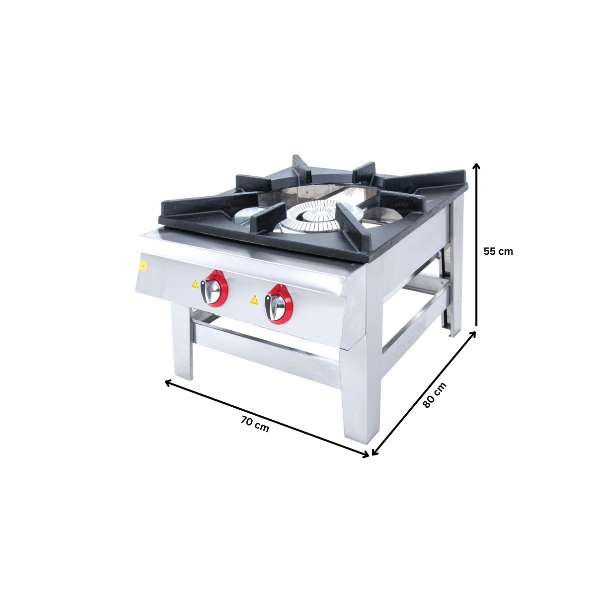 Aragaz de podea pe gaz, profesional, inox, 2 arzatoare centrale 70*70, 17.00 kW, 70*80*55 cm - 1