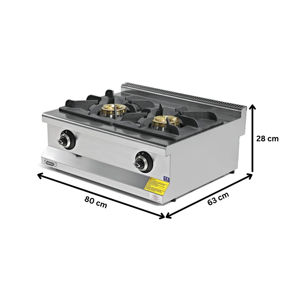 Masina de gatit pe gaz, inox, cu 2 arzatoare, 80*63*28 cm - 1