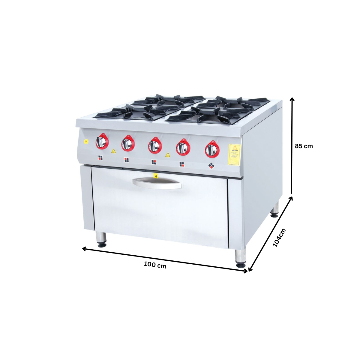 Masina de gatit pe gaz, inox, cu 4 arzatoare si cuptor, 100*104*85 cm - 1