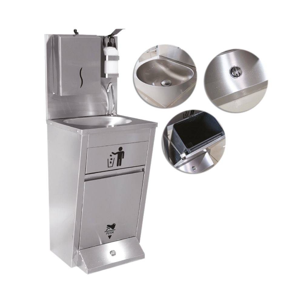 Statie de spalare a mainilor, inox, cu actionare la pedala, 50*45*85 / 135 cm - 1
