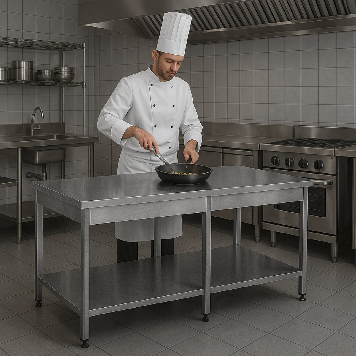 Masa de lucru inox cu polita inferioara 220*70*85 - 7