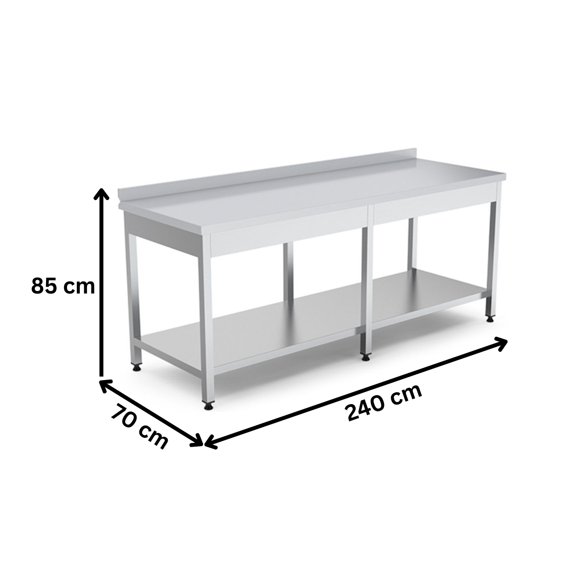 Masa de lucru inox cu polita inferioara 240*70*85 - 1