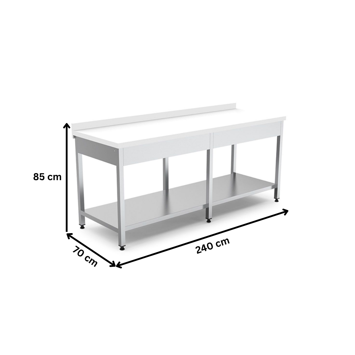 Masa de lucru inox cu blat din polietilena si polita inferioara 240*70*85 - 6