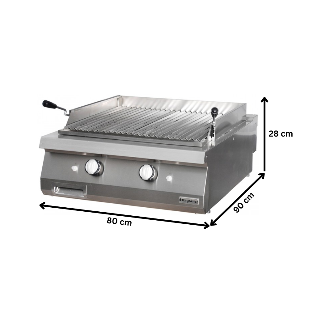 Grill pe gaz profesional OZTI, inox, cu roca vulcanica, 80*90*28 cm - 1