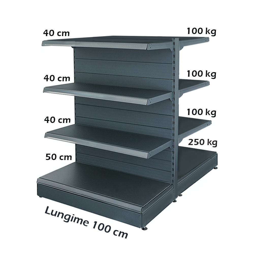 Raft metalic de mijloc (gondola) 100*140 baza 50 cm si 6 polite de 40 cm - 1
