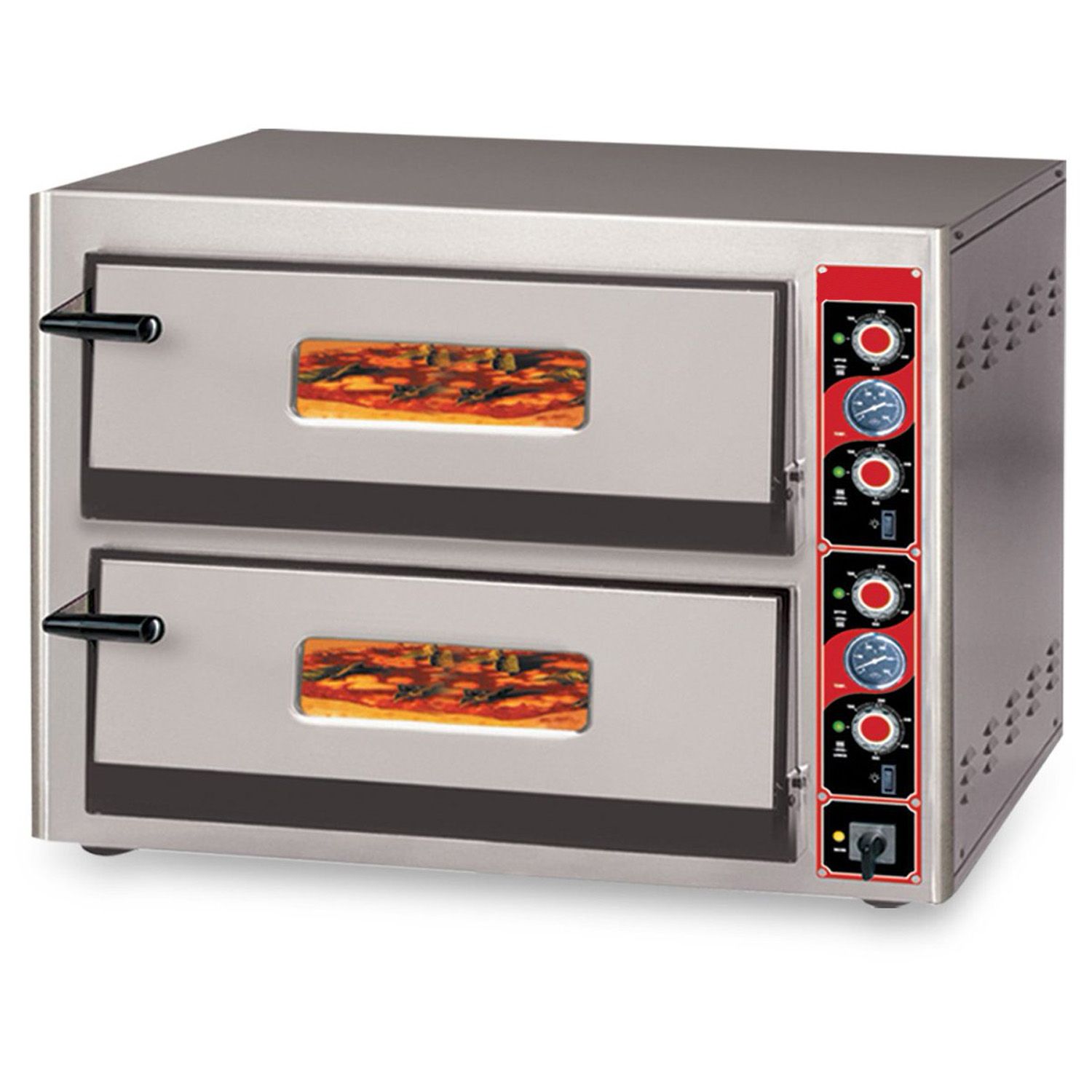 Cuptor profesional pizza electric, inox, 2 vetre, 6+6 pizza diametru 30 cm - 1