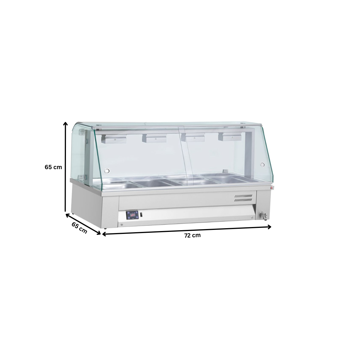 Bain-marie de banc, cu geam panoramic, 2 cuve, 72*65*65 cm - 3