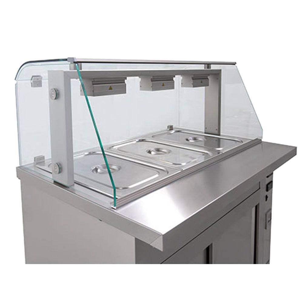 Bain-marie 4 tavi GN 1/1 cu dulap neutru si geam panoramic, 140 cm - 2