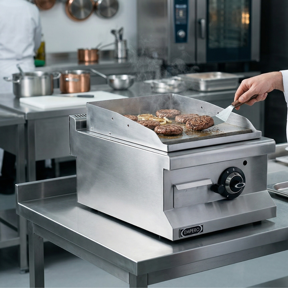 Grill electric profesional, inox, cu suprafata neted, 40*64*29 cm - 3