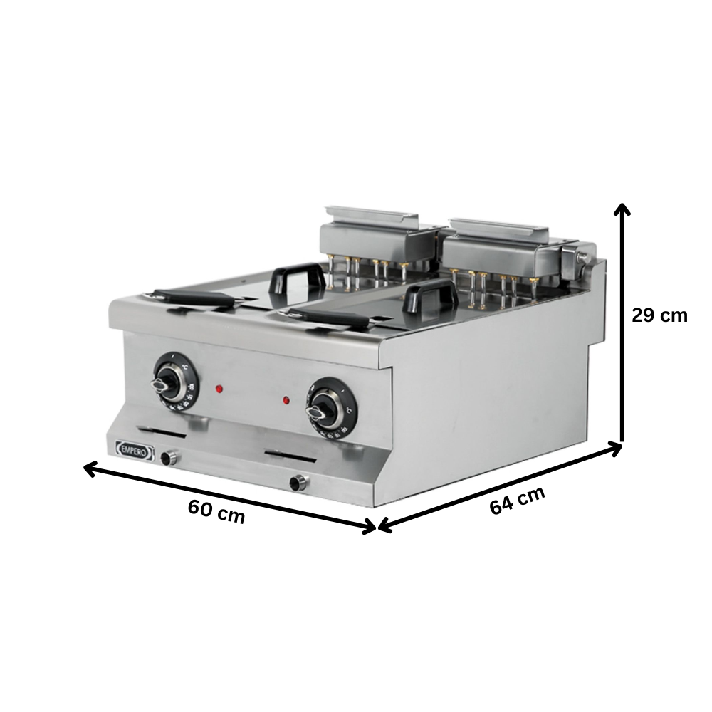 Friteuza electrica profesional, inox, cu 2 cuve, 2*10 lt - 1