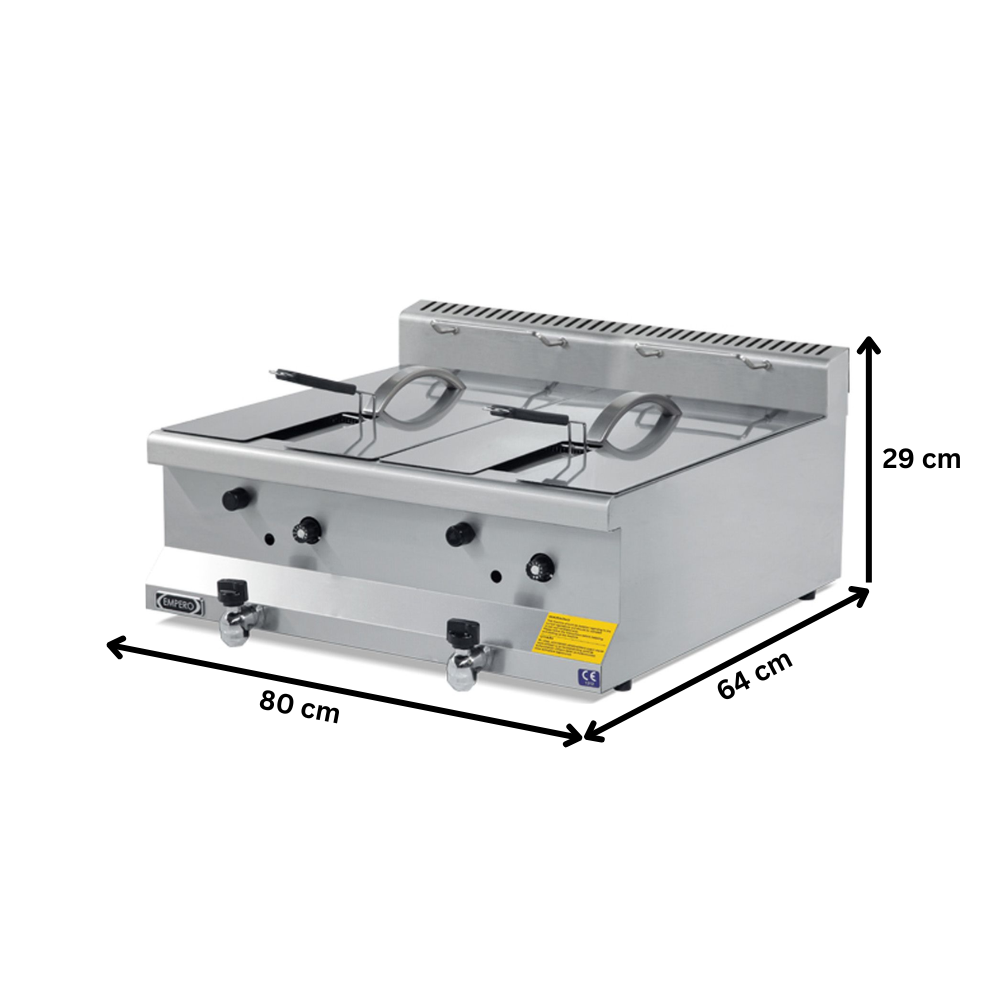 Friteuza gaz profesionala, inox, cu 2 cuve, 2*10 lt - 1