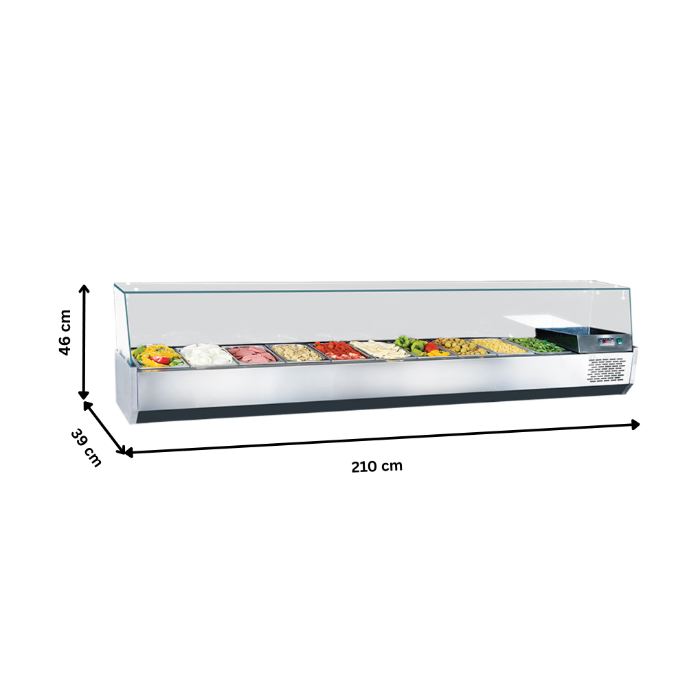 Vitrina ingrediente, FRENOX, inox, 10 cuve GN 1/3, 210*39*46 cm - 6