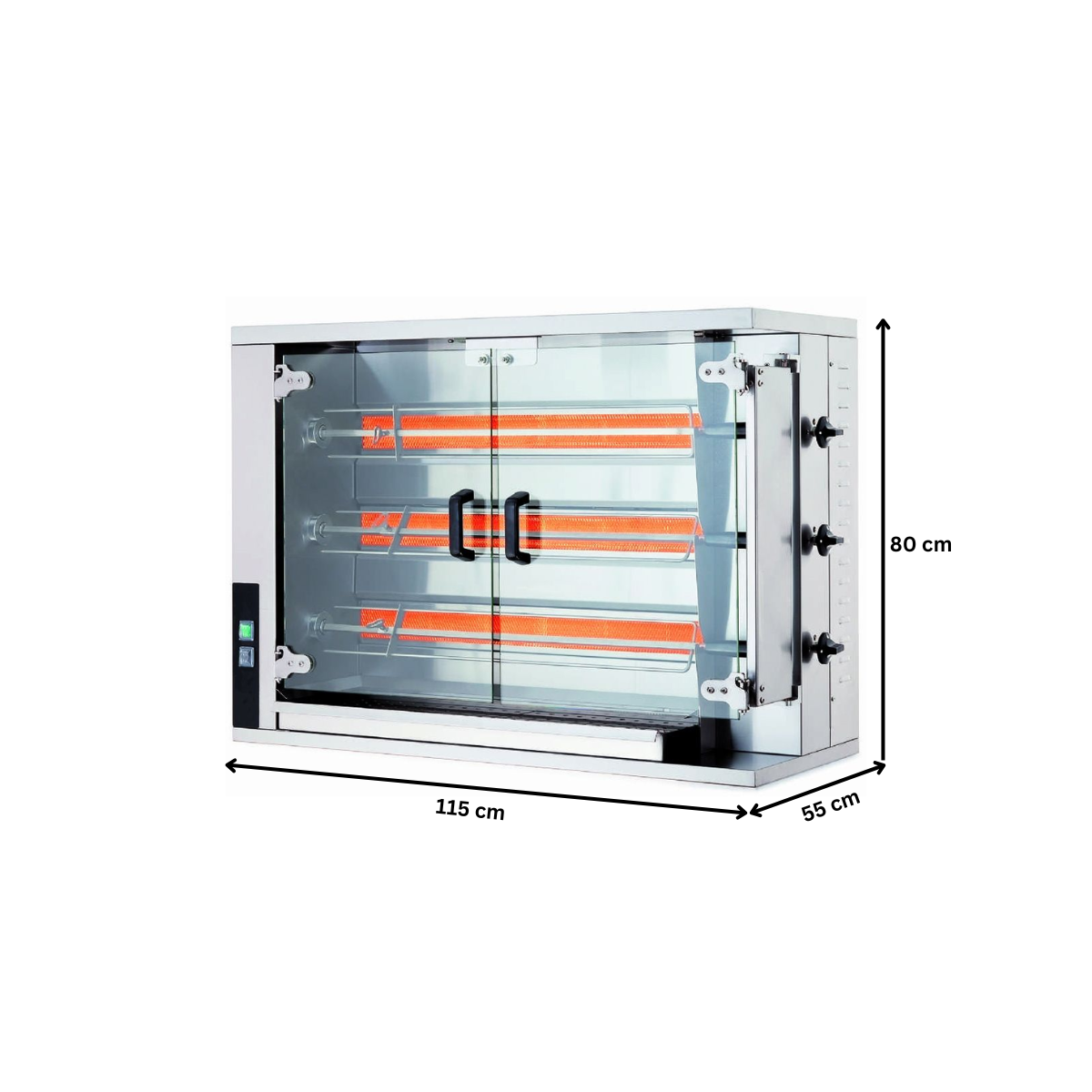 Rotisor profesional pe gaz cu 3 tepuse, 12-15 pui - 5