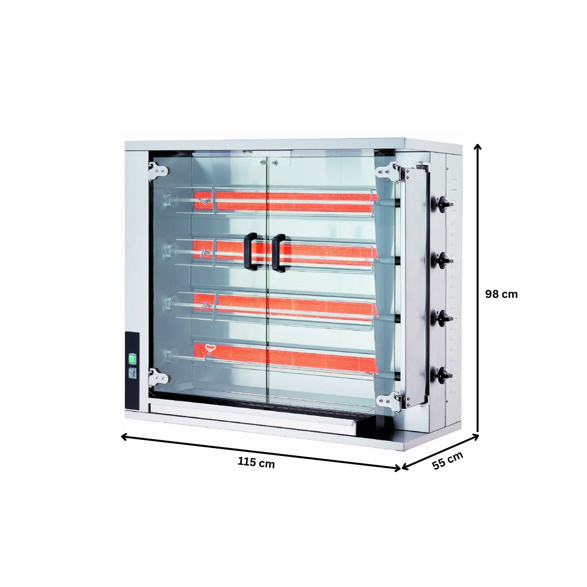 Rotisor profesional pe gaz cu 4 tepuse, 16-20 pui - 6
