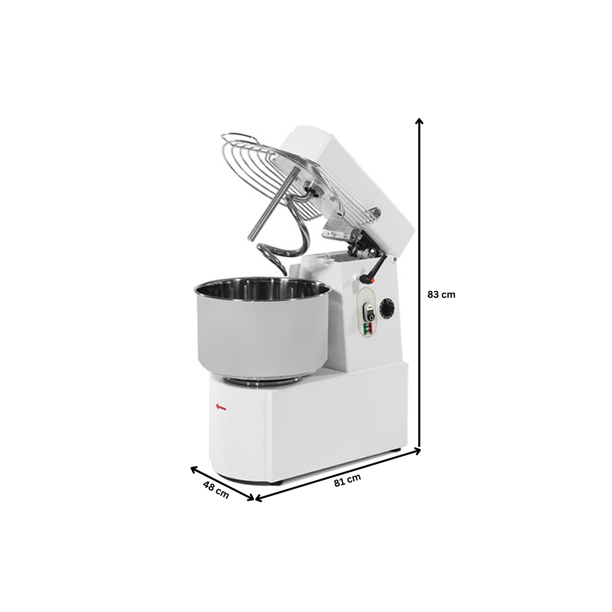 Malaxor aluat RESTO ITALIA, 41 lt, 36 kg, cap rabatabil, cuva detasabila, 2 viteze, 48*81*83 cm - 2