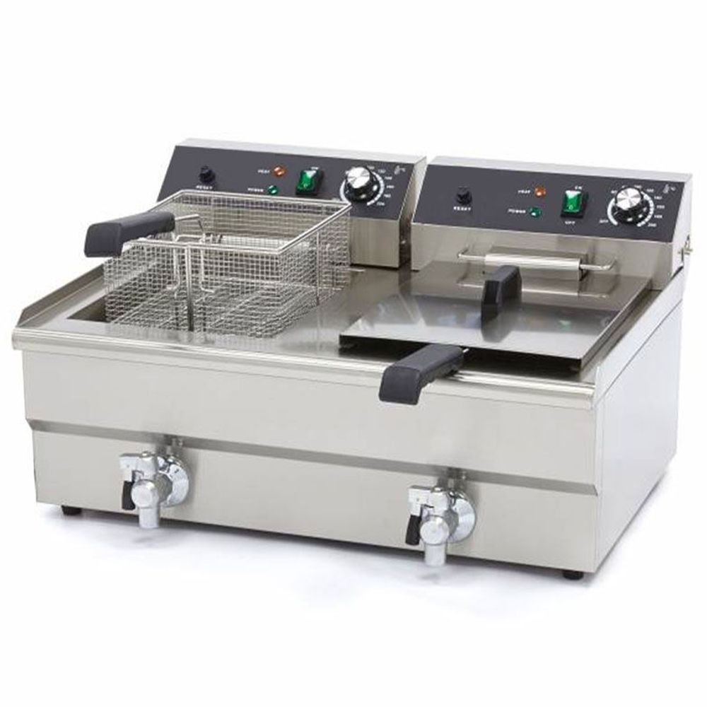 Friteuza electrica dubla cu debuseu, inox, 16+16 lt, 68*53*38 cm - 0