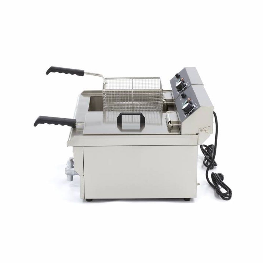 Friteuza electrica dubla cu debuseu, inox, 16+16 lt, 68*53*38 cm - 2