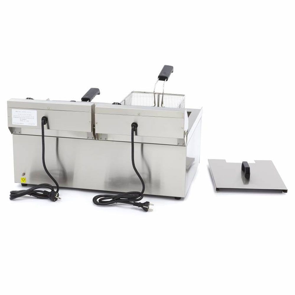 Friteuza electrica dubla cu debuseu, inox, 16+16 lt, 68*53*38 cm - 3
