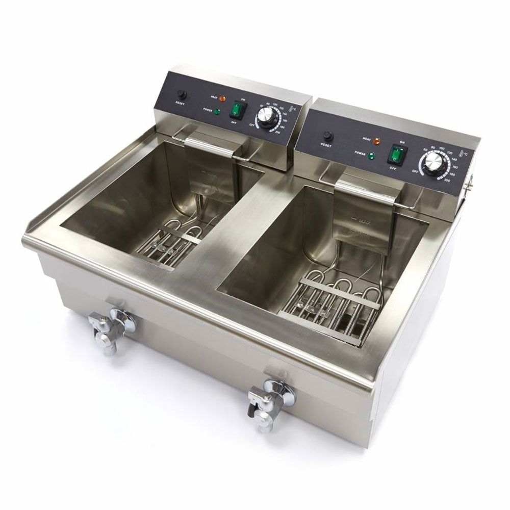 Friteuza electrica dubla cu debuseu, inox, 16+16 lt, 68*53*38 cm - 5