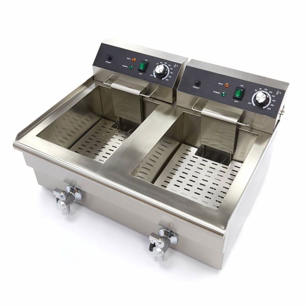 Friteuza electrica dubla cu debuseu, inox, 16+16 lt, 68*53*38 cm - 6