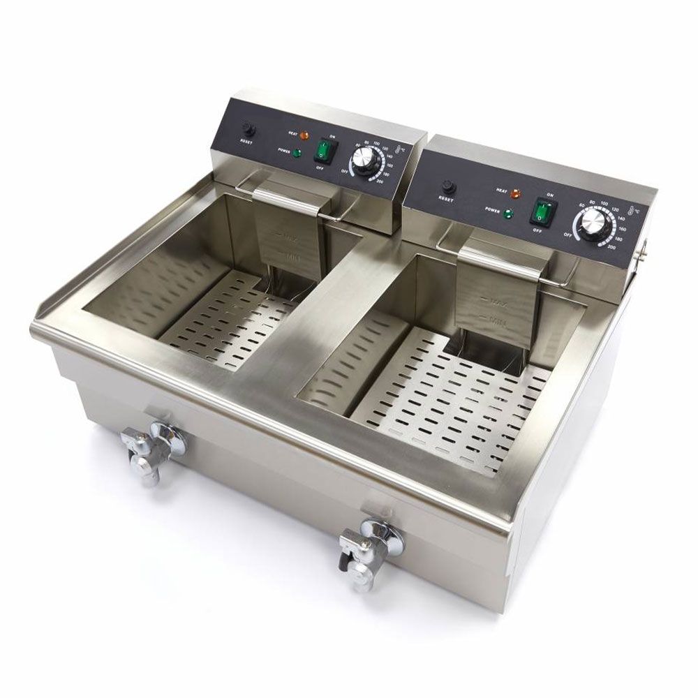Friteuza electrica dubla cu debuseu, inox, 16+16 lt, 68*53*38 cm - 7