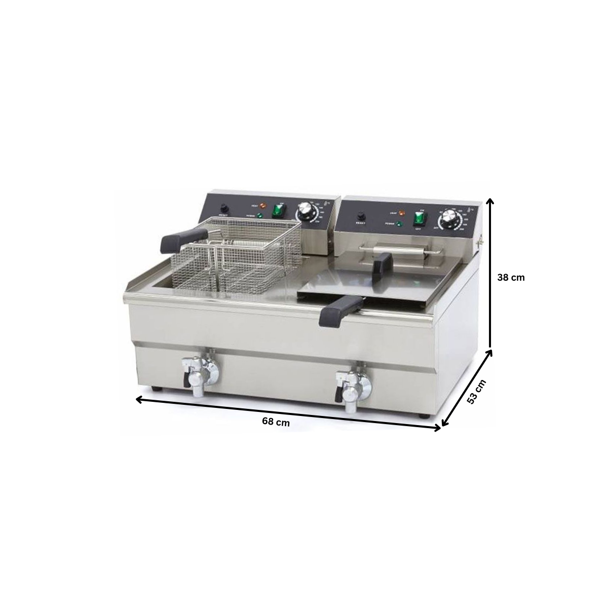 Friteuza electrica dubla cu debuseu, inox, 16+16 lt, 68*53*38 cm - 8