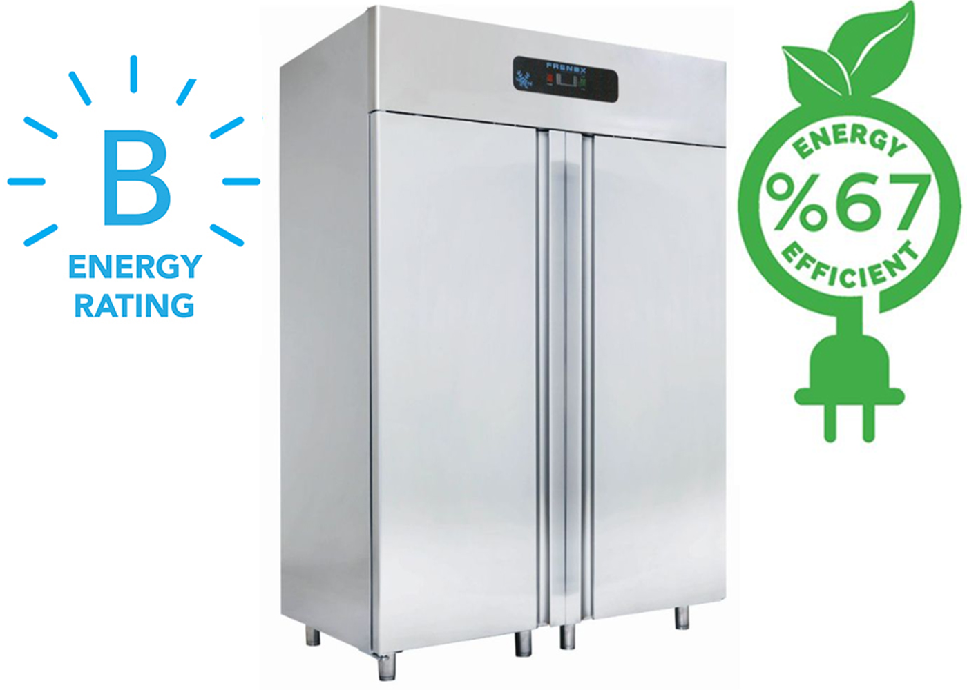 Dulap frigorific vertical inox, FRENOX cu 2 usi, Eficienta Energetica, 1400 lt - 0