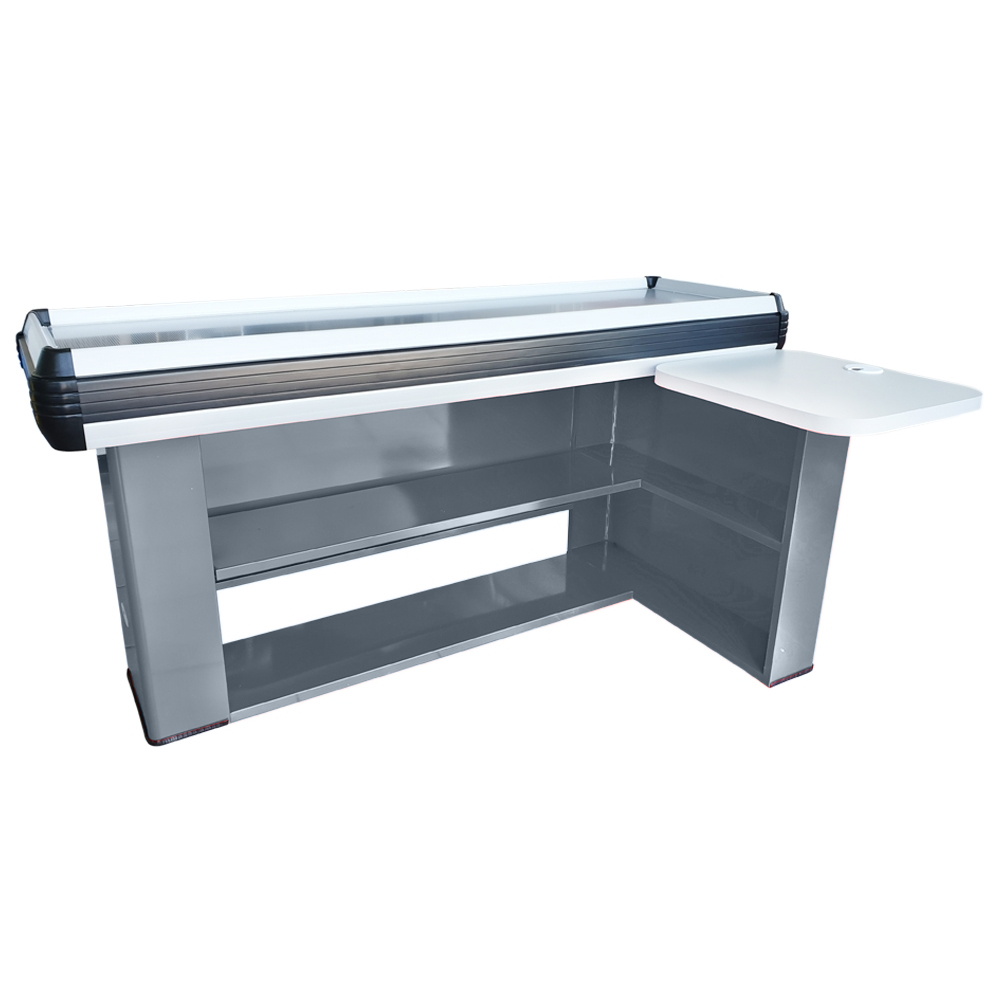 Masa tandem gri pentru casa de marcat 1,8 m rama din PVC dur - 1