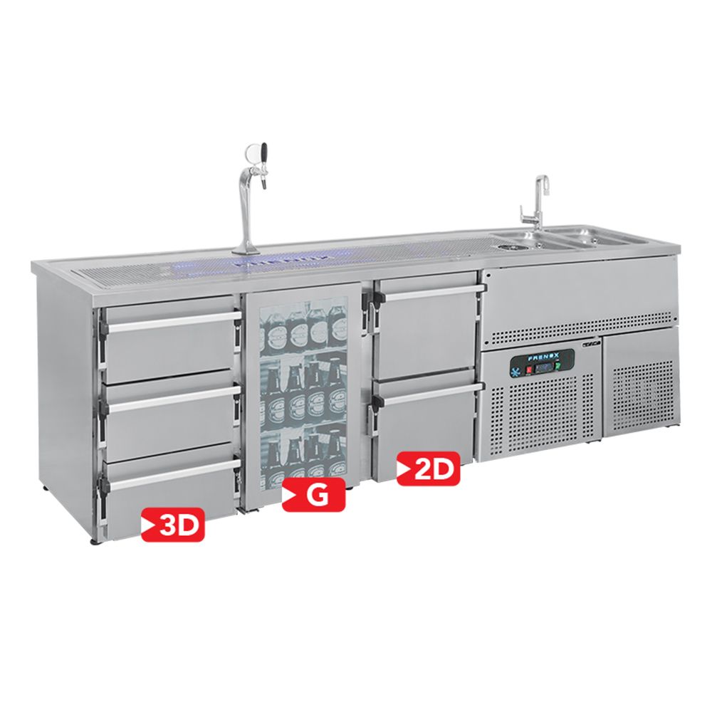 Masa rece FRENOX pentru bere cu 2 usi si chiuveta dubla - 1