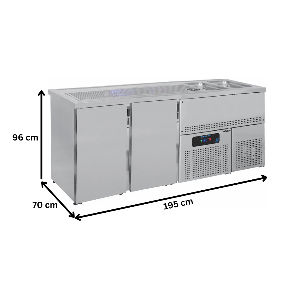 Masa rece FRENOX pentru bere cu 2 usi si chiuveta dubla - 3