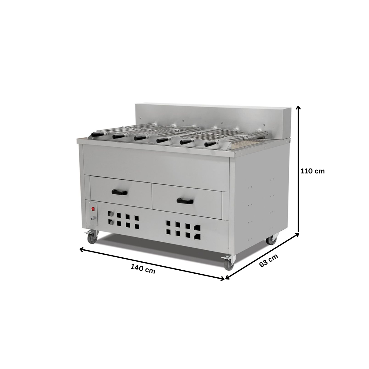 Grill rotisor profesional orizontal pe carbuni cu 6 tepuse - 1