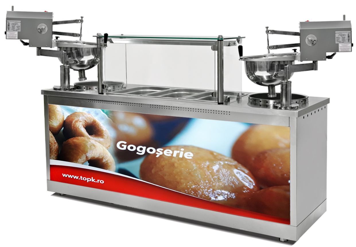 Masina automata dubla pentru gogosi pe gaz cu vitrina de expunere - 0